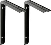 AMIG Plankdrager/planksteun - 2x - aluminium - gelakt zwart - H150 x B100 mm - max gewicht 90 kg - boekenplank steunen