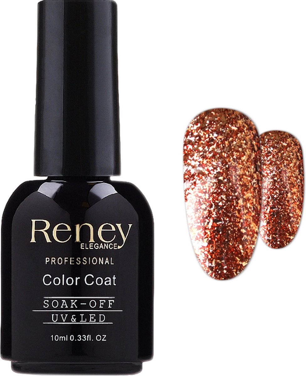 Goedkoopste RENEY® Gellak Platinum Dirty gold 02 - 10ml. - Glitter, Rose - Glanzend - Gel nagellak