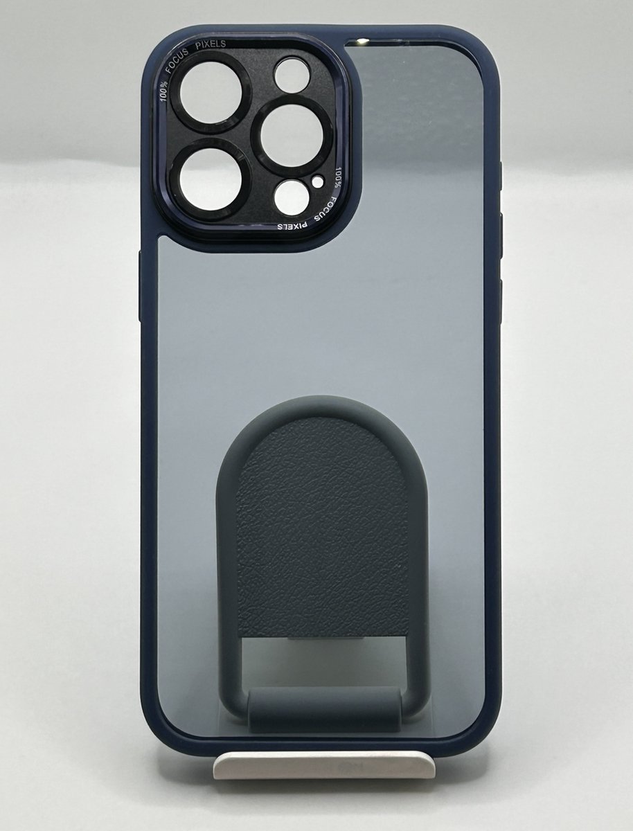 Luxe en stevige siliconen/acryl back cover hoesje met camera bescherming - Geschikt voor Apple iPhone 15 Pro Max - Blauw/Transparant