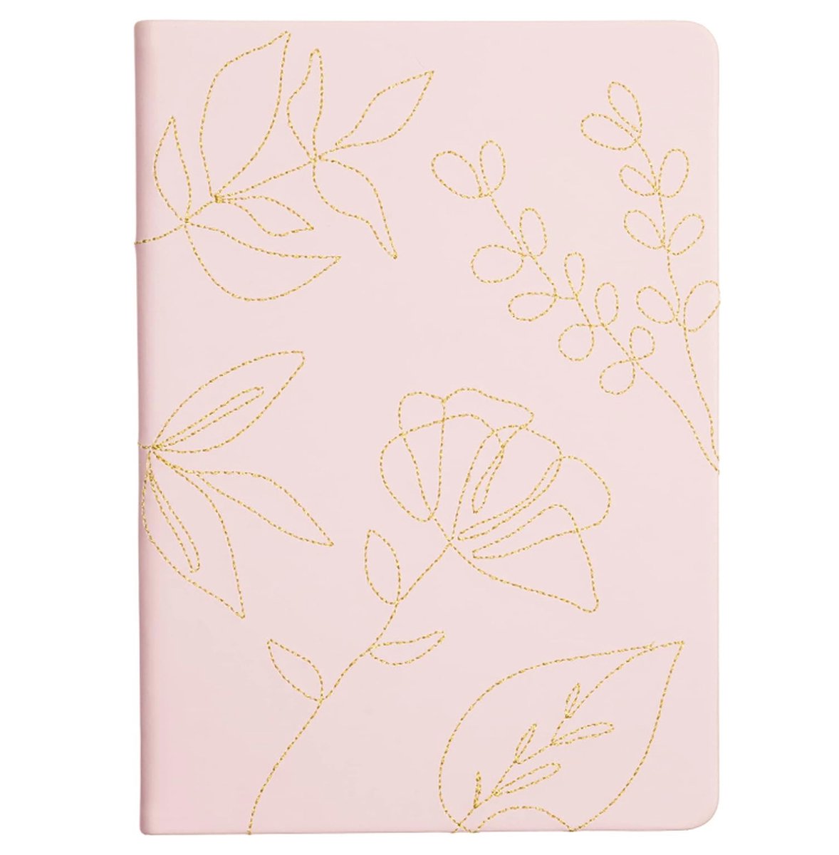 Eccolo Medium Lined Journal, Stitched Flexicover, A5 Writing Journal, 256 Ruled Ivory Pages, Ribbon Bookmark, Lay Flat, Notebook for Work or School, Gold Stitched Botanicals (20.96 x 14.61 x 1.02 cm)