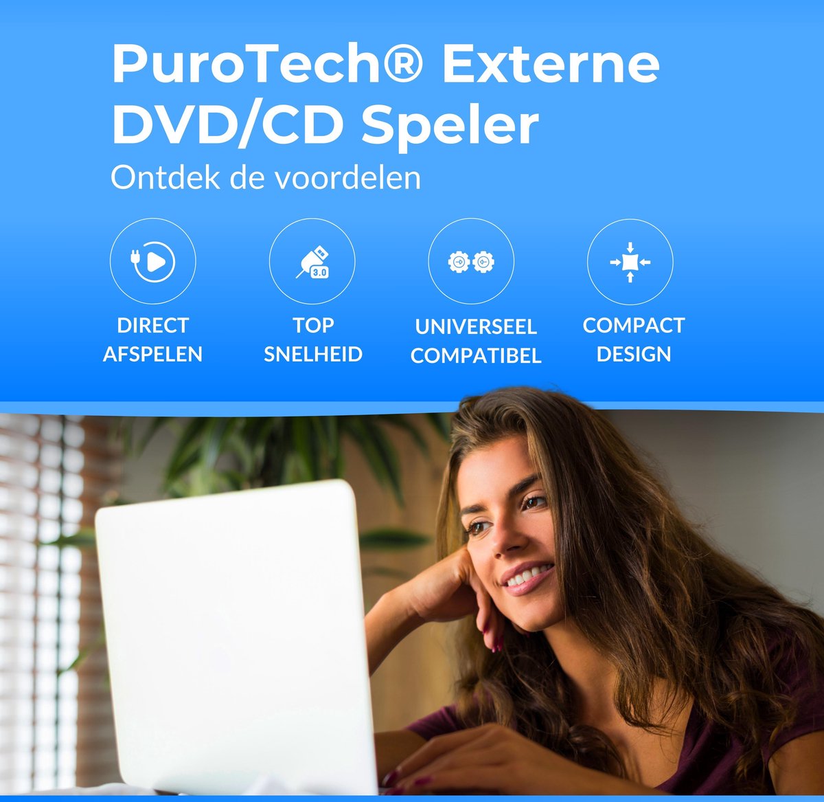 Lecteur DVD/CD externe PuroTech® - Brander - Drive optique - Connexion USB  3.0 - Plug