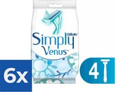 Gillette Simply Venus2 Wegwerpscheermesjes Vrouwen - 4 Stuks - Voordeelverpakking 6 stuks