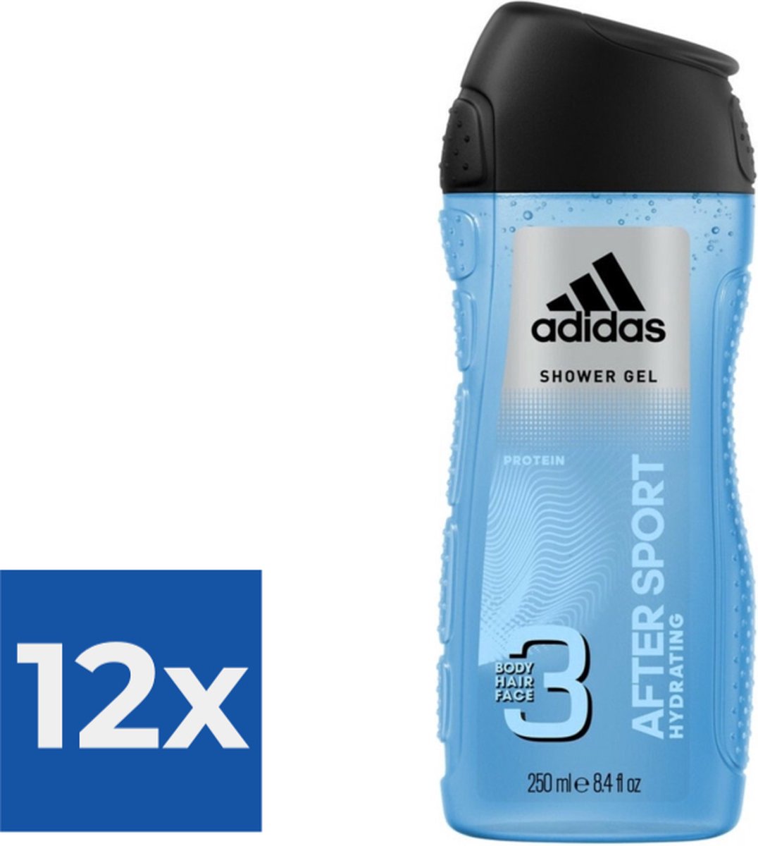 Adidas After Sport Hair & Body Douchegel - 250 ml - Voordeelverpakking 12 stuks