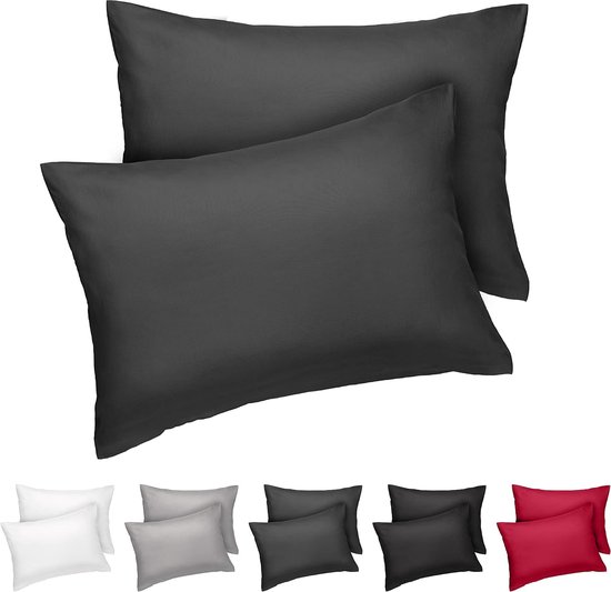 Decorative pillowcase - Pillowcases - Cushion Cover - Living Room Accessories - Sofa Couch Cushion Cover- 40x60 Dark Grey - Set of 2