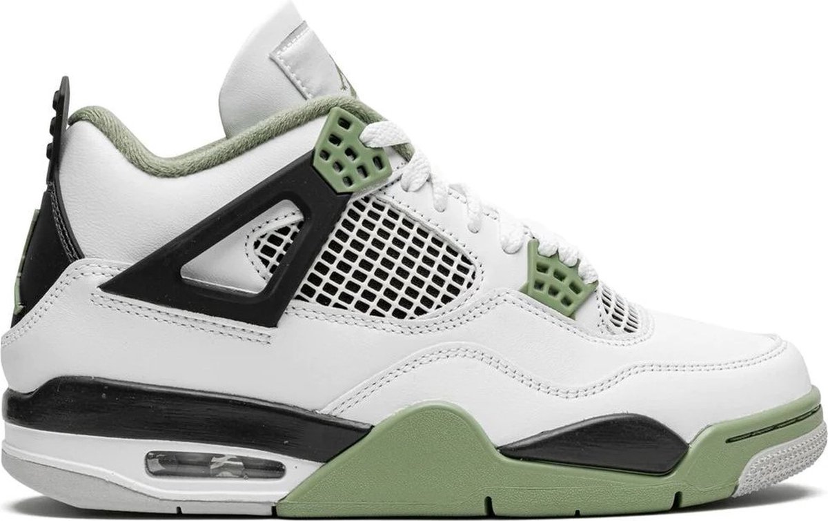 WMNS Nike Nike Air Jordan 4 Retro Seafoam /Oil -Dark Ash AQ9129-103 Nike schoenen Sneakers Wit