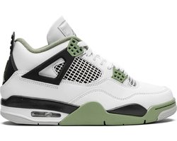WMNS Nike Nike Air Jordan 4 Retro Seafoam, White/Oil Green-Dark Ash, AQ9129-103, Maat 35.5, Nike schoenen, Sneakers, Groen/Green