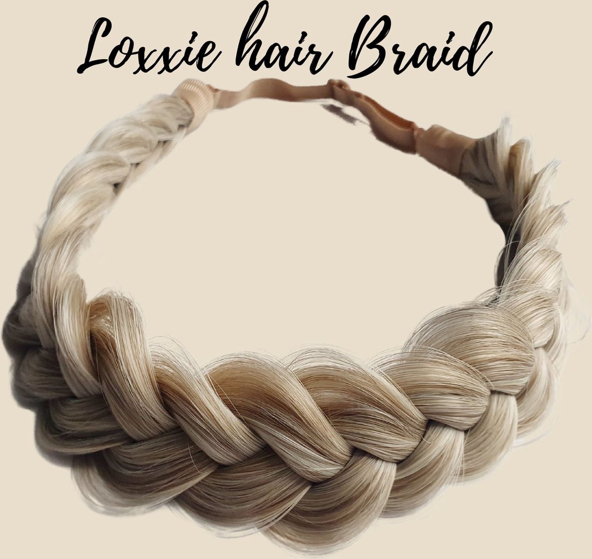 Loxxie® haarband met vlecht haar extensions braid verstelbaar universele pasvorm wit blond licht bruin mix