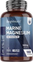 Magnesium Capsules | 180 Capsules | Verrijkt met Vitamine B6 | Marine Magnesium bevat Extra Mineralen | Mineraalrijk alternatief voor Magnesium Bisglycinaat, Magnesium Glycinaat en Magnesium Citraat | Magnesium supplement van WeightWorld