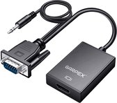 Garpex® VGA naar HDMI Adapter Converter - Universeel met 3.5mm Jack AUX & USB Voeding Kabel - Analoog naar Digitaal Video Omvormer - Male to Female - 1080p Full HD - Inclusief USB voedingskabel