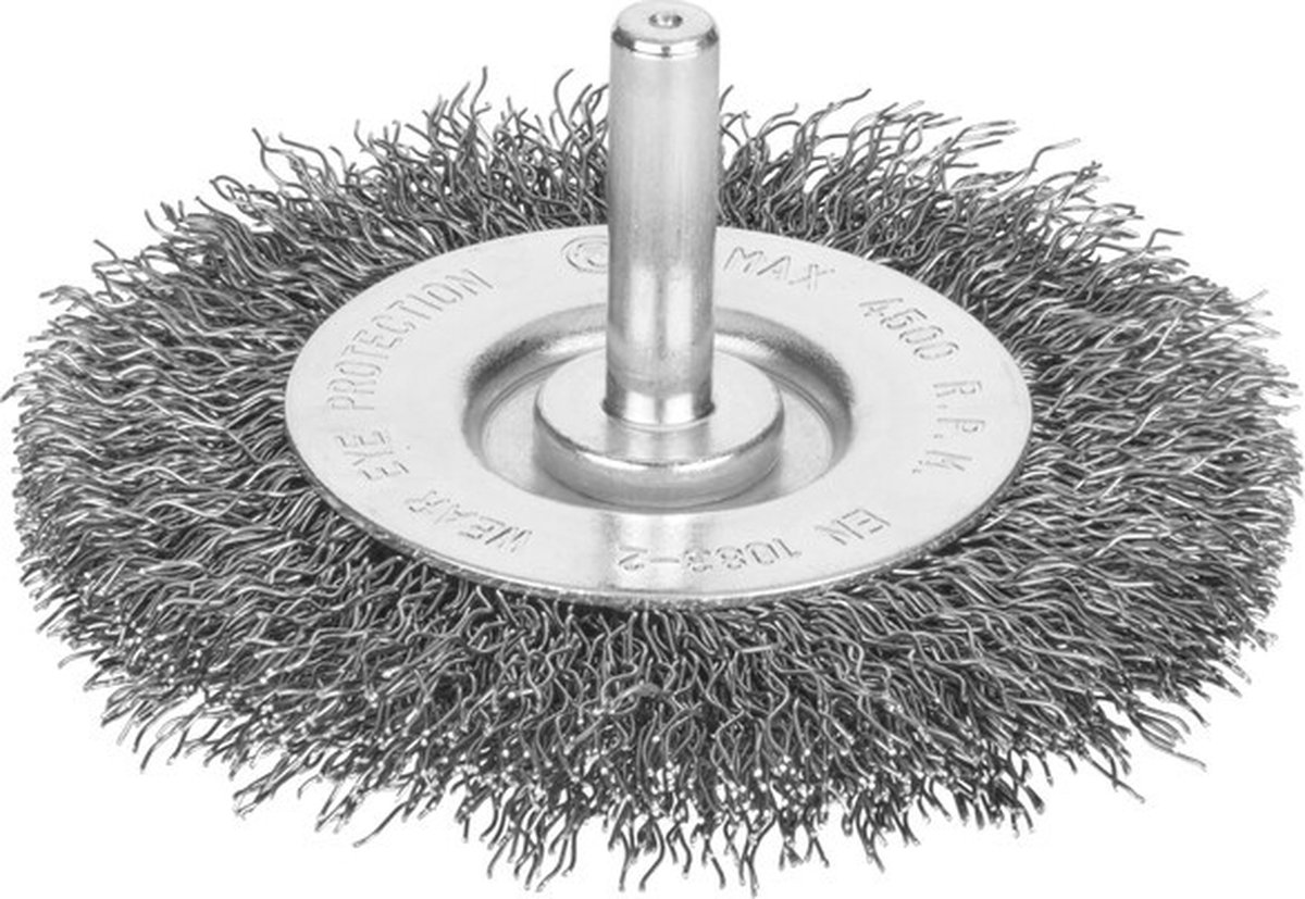 IRWIN Staaldraadborstel (boormachine) voor steen, beton, staal, diameter 75mm, dikte 10mm.