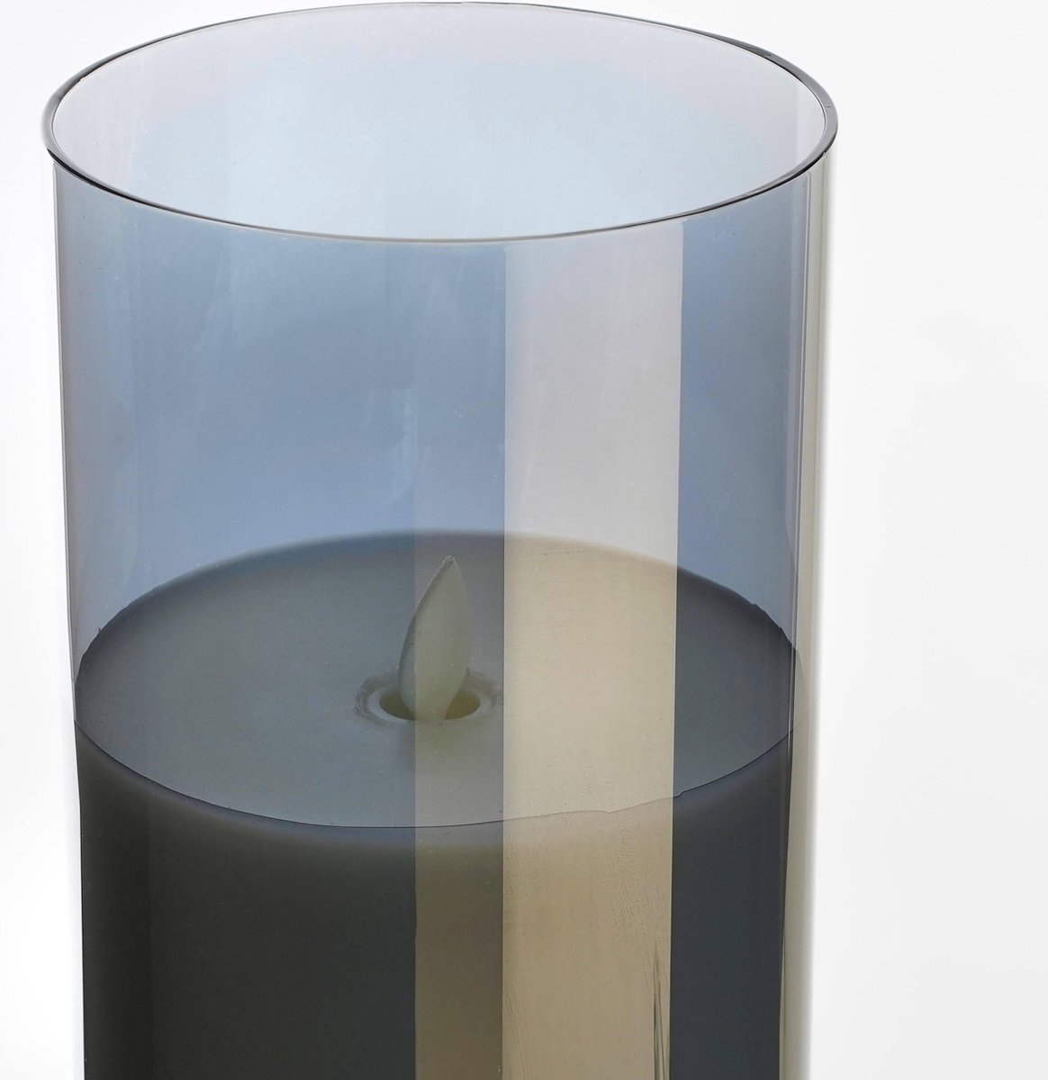 Mica Decorations LED Kaars - H25 x Ø10 cm - Glas/Wax - Grijs