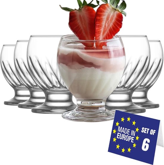 Foto: Moderne ijscoupes glas set van 6 215 ml 100 loodvrije ijsbrillen met voet dessertschalen glas dessertglazen met voet glas ijscoupes ijscoupes ijs