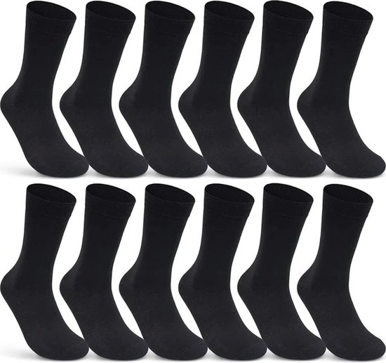 Naft katoenen sokken heren zwart 12 paar 43-46