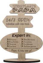 Signpost atelier papa - cadeau Vaderdag - anniversaire papa - carte de voeux en bois personnalisée - carte en bois avec naam - 17,5 x 25 cm
