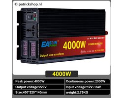 EASUN 12V-230V Zuivere Sinus Omvormer - 2000W/4000W
