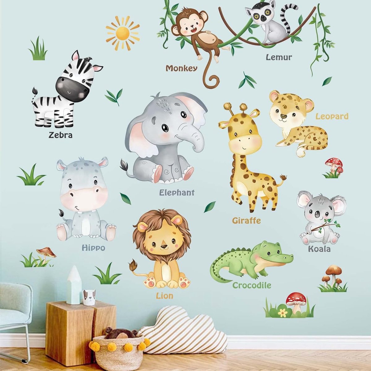 Autocollant mural cheval Animal, sparadrap mural pour chambre d'enfants et  de bébé, accessoires de décoration