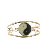 Bracelet Behave - bracelet clip - vintage - couleur or - yin-yang - noir - blanc - 15 cm