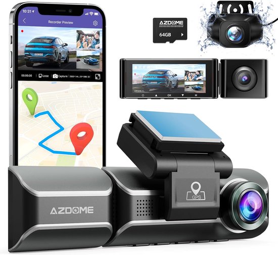 Dashcam AZDome M330 pour voiture - Angle de vision 170 degrés - Vision  nocturne 