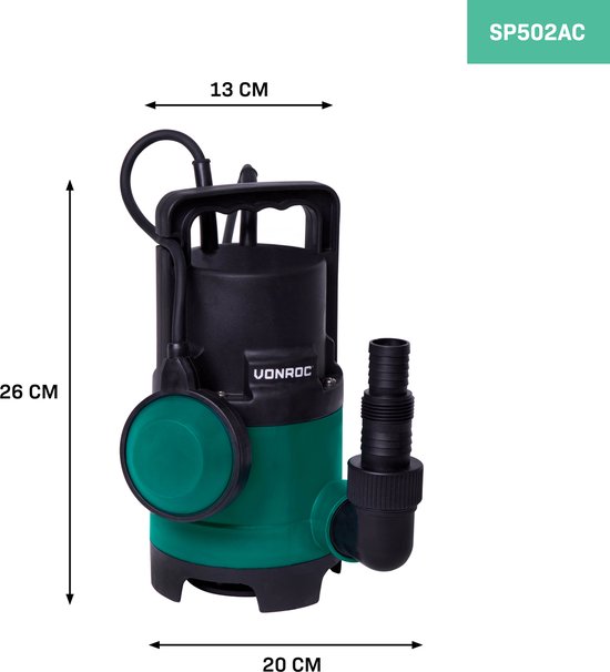 VONROC submersible / pompe à eau VONROC 400W - 8000l / h - Pour eau sale et propre - Avec flotteur