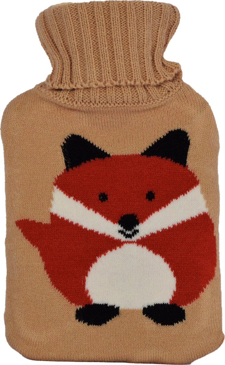 Goedkoopste Prachtige Warmwaterkruik met Vosdesign Hoes | Perfect Herfst- en Kerstcadeau | 850 ml in Bruin