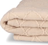 HOMLA Lusdeken Decoratief Zacht - Los geweven polyestervezeldeken Pluizige deken voor slaapbank - 130 x 170 cm Beige met balgaas