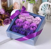 Gift shop - Rozen Giftbox - 9x Paars zeeprozen - Cadeautjes - Giftbox - Kado