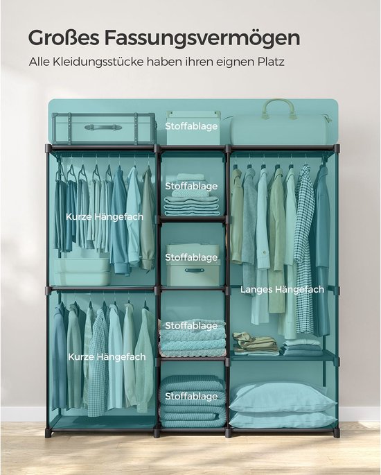 SONGMICS Garderobekast met 2 kledingstangen, modulaire combikast