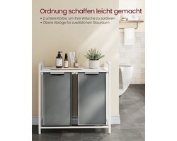 Wasmand met 2 x 46 liter capaciteit en legplank 73 x 33 x 72 cm