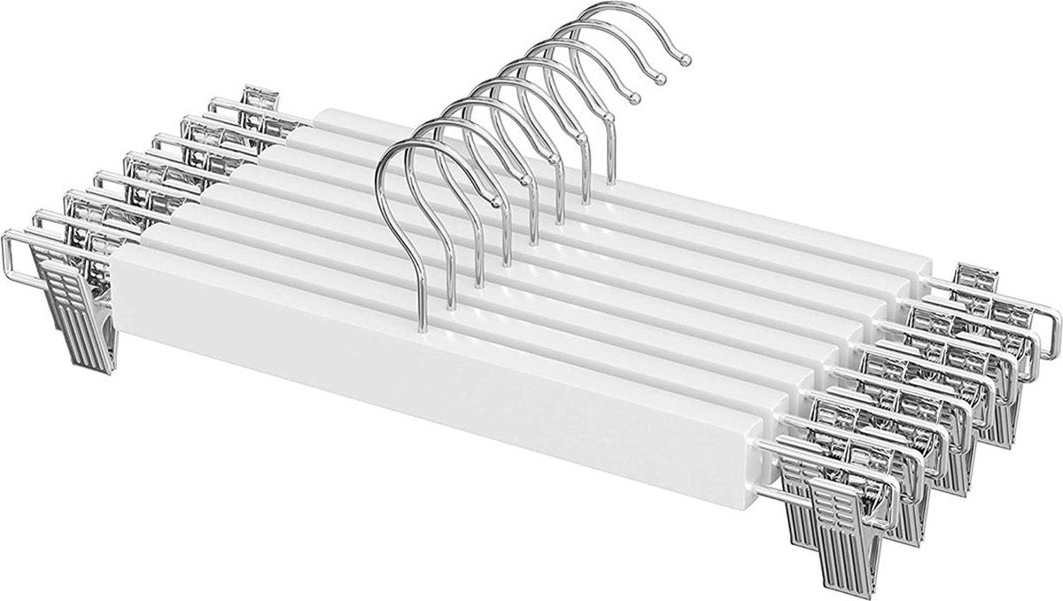 Broekhangers – Set van 8 – Met clips – wit