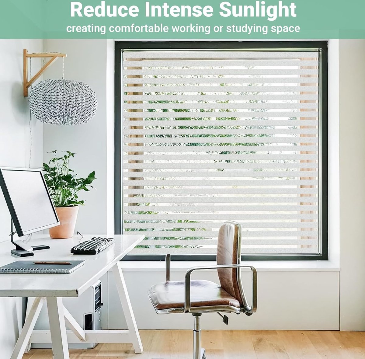 Gematteerde Raamfolie Privacy 44 5×220 cm Streeppatroon Melkglasfolie Zelfklevende Privacy Folie voor Glazen Ramen UV-Bescherming Decoratieve Glasfolie voor Thuis Kantoor