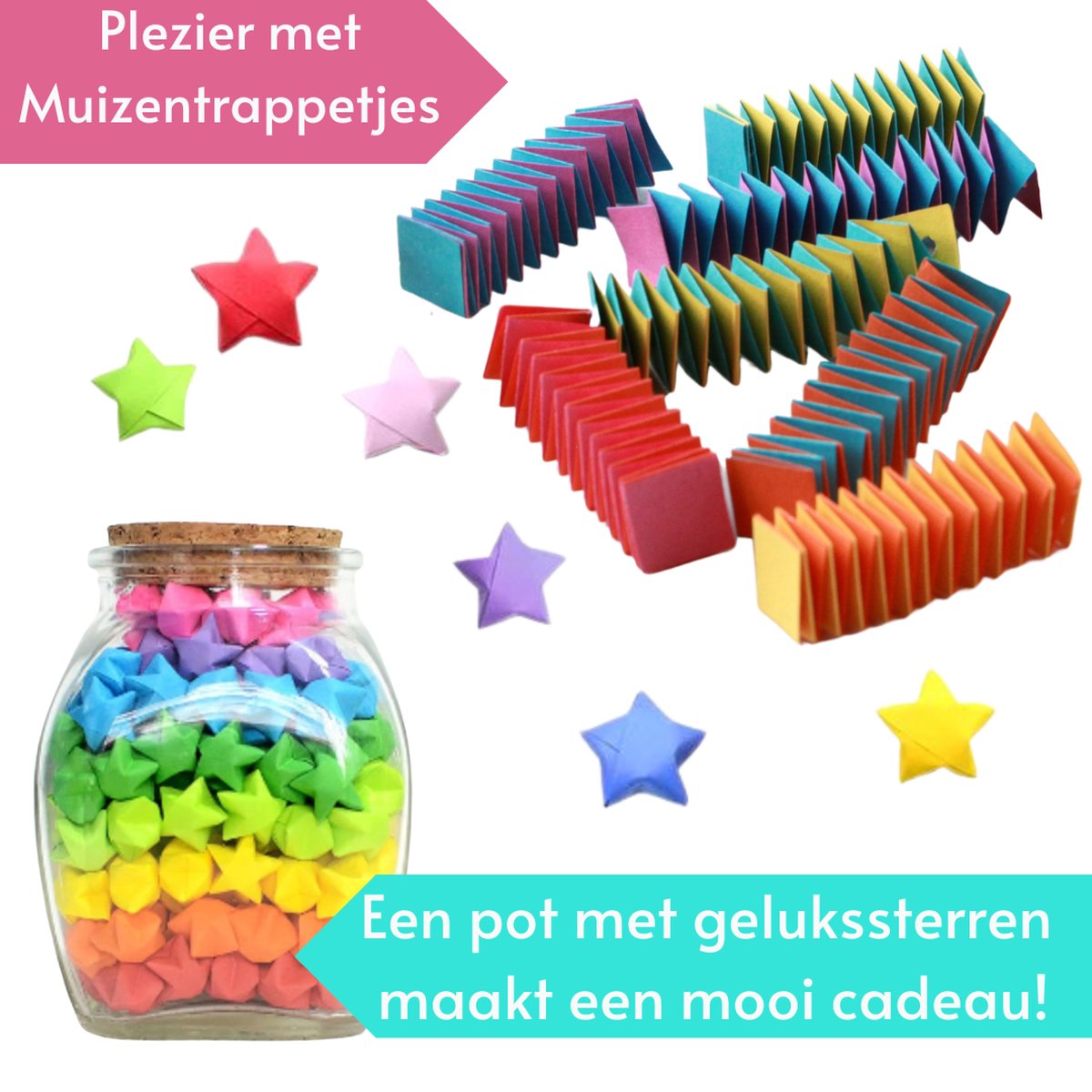 Knutselpapier - 540 stroken in 27 kleuren - 1CM x 24CM - Regenboog en Neon Papierstroken voor vouwen van Gelukssterren - Lucky Stars — afbeelding 3