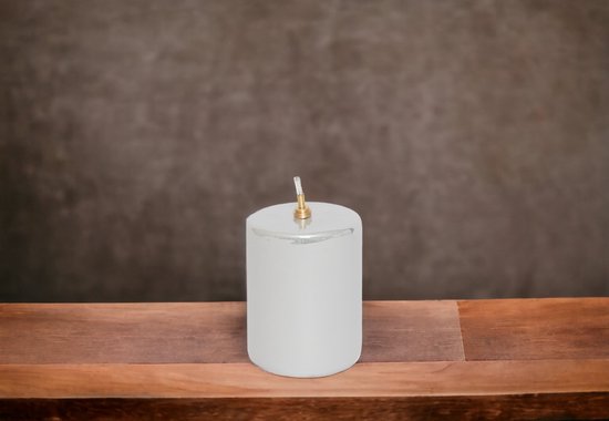 WinQ! - Olielamp cilinder 7,5x10cm en 7,5x13,5cm glas parelmoer wit glanzend - set à 2stuks - Ideale vervanging voor kaarsen incl. lont en trechter — afbeelding 4