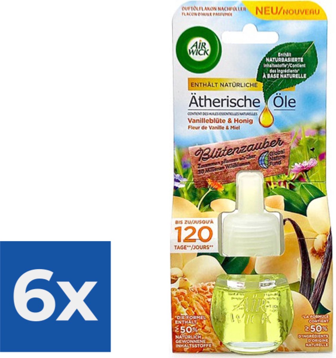 Airwick Navulling Atherische Olie Vanille & Honing 19ml - Voordeelverpakking 6 stuks