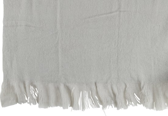 J-Line Plaid franje - polyester - grijs - 180 x 130 cm - woonaccessoires