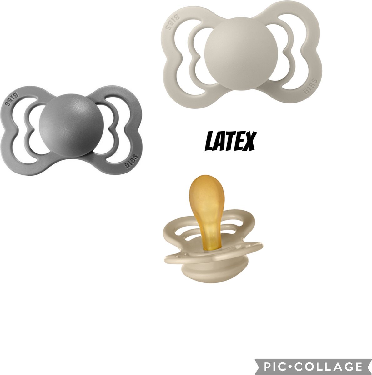 Goedkoopste Bibs Supreme Latex fopspeen 0-6 maand 3 stuks Vanilla,Sand en Smoke maat 1