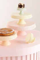 J-Line Cake bord onder glas - taartplateau - keramiek - roze - small - woonaccessoires
