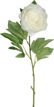 Mica Kunstbloem pioenroos - Creme - 76 cm - polyester - decoratie bloemen rozen