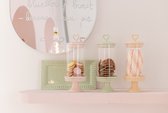 J-Line Cake bord onder glas - taartplateau - keramiek - roze - medium - woonaccessoires