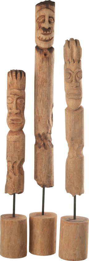 J-Line figuur Op Voet Totem - hout - naturel