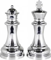 Jeu d'échecs décoration Eichholtz XXL roi et reine - Jeu Chess King & Queen - aluminium poli