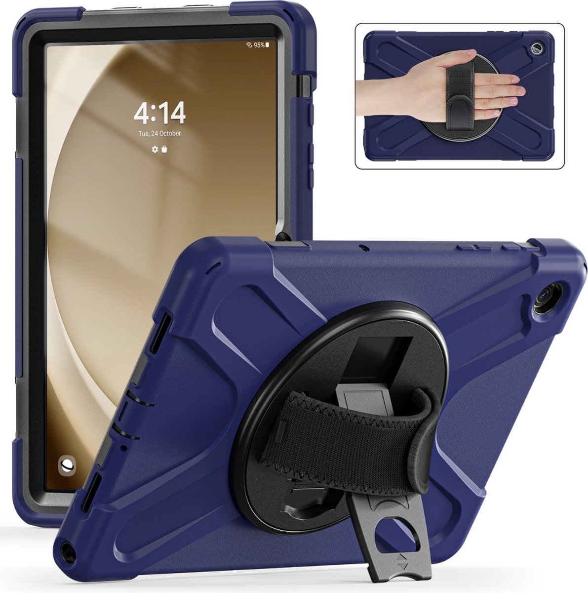 Tablethoes geschikt voor Samsung Galaxy Tab A9 Plus Hoesje - Heavy Duty Case - Donkerblauw