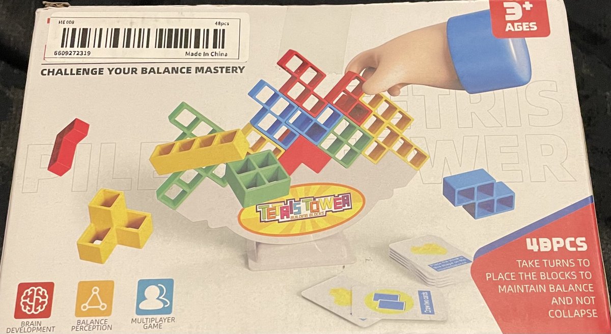 Tetra Tower Jeu de jeu Tetris Balance Tower Game, jeu d'empilage créatif, blocs d'empilage, jeu d'équilibre, tour empilable pour enfants, en bois, cadeau pour garçons et filles