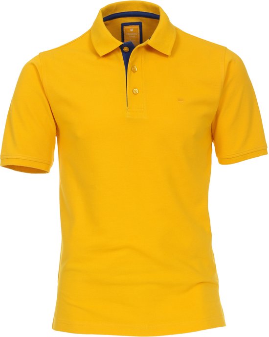 Redmond modern fit poloshirt - geel (blauw contrast) - Maat: L