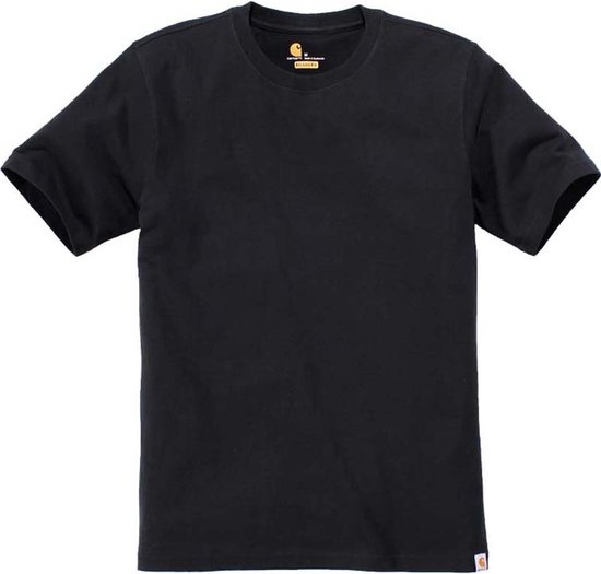 Een effen zwarte Carhartt t-shirt met ronde hals en korte mouwen.