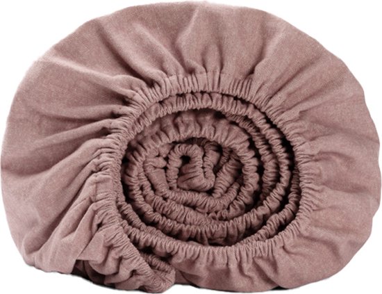 Yumeko hoeslaken velvet flanel mauve chambray 180x200x30 - Biologisch & ecologisch