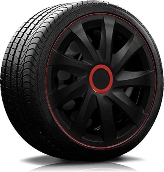 Sumex 4 Enjoliveurs 15 Pouces Washington Noir/Rouge – Look Sportif Et Facile à Poser
