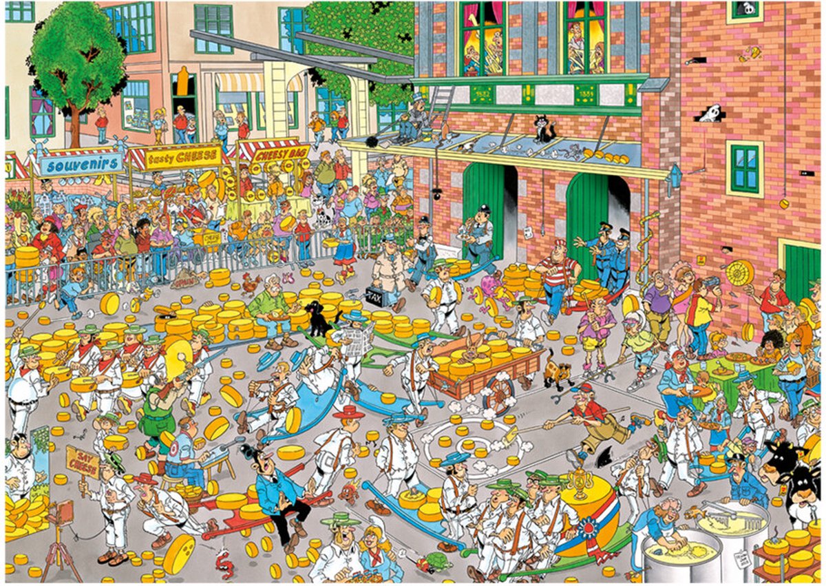 Jan van Haasteren- De Kaasmarkt & Skûtsjesilen - Puzzel - 2x1000