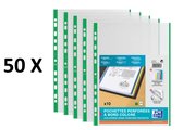 50 x pochettes de présentation Oxford - A4 - PP - 0,09 mm - vert