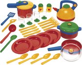 Klein Toys Emma's Keuken pannenset - eetservies voor 4 personen, braadpannen, koekenpannen, fluitketel, lepels en spatels - meerkleurig