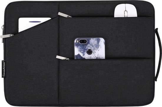 Laptophoes 13 Inch XV – Laptop Sleeve met Extra Vakken - Geschikt voor Macbook Air & Pro - Zwart